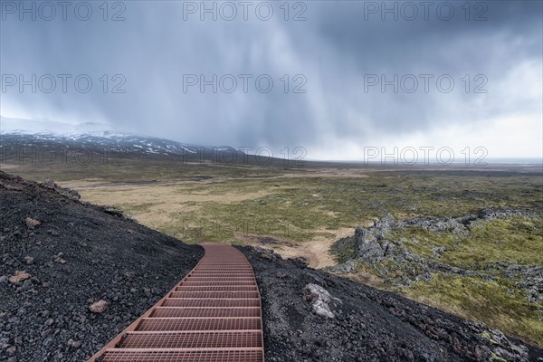 Staircase on hill in landscape