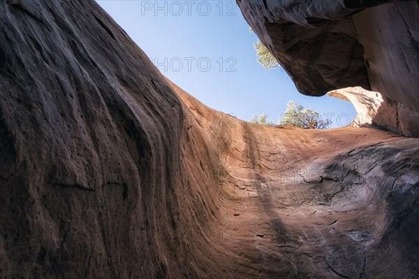 Canyon walls under blue sky