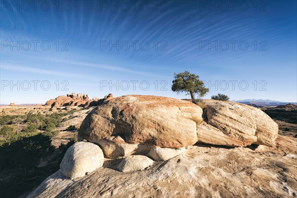 Blue sky over rocks in desert