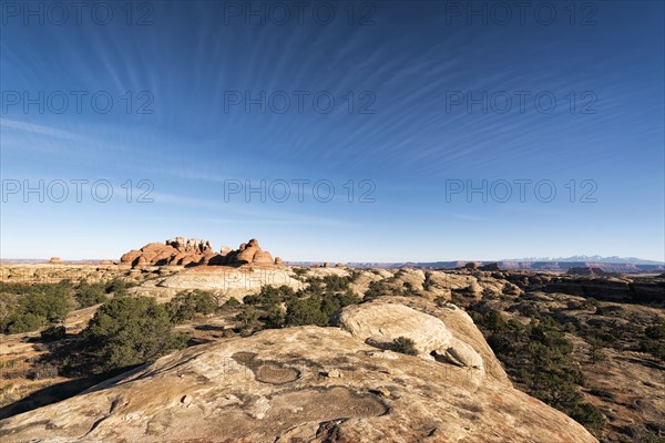 Blue sky over rocks in desert