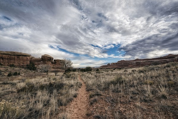 Clouds over desert path