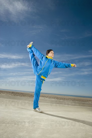 Asian woman stretching