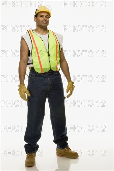 Studio shot of man in construction gear