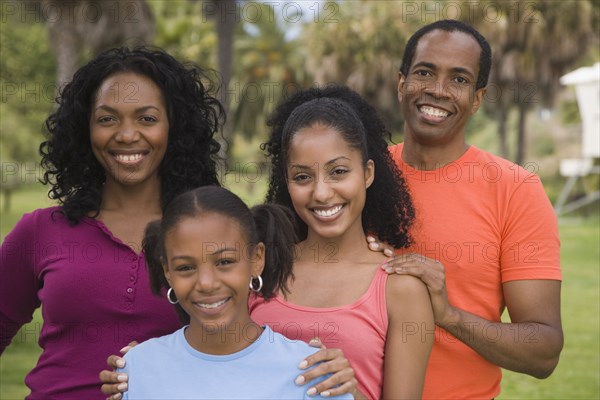 Portrait of African family outdoors