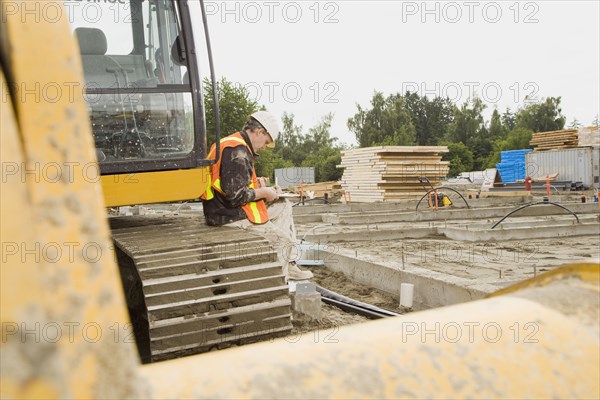 Caucasian construction worker at building site