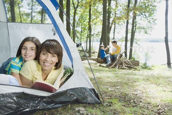 Family camping together