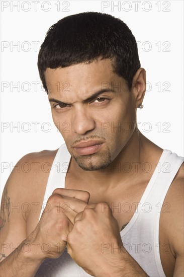 Hispanic man looking fierce