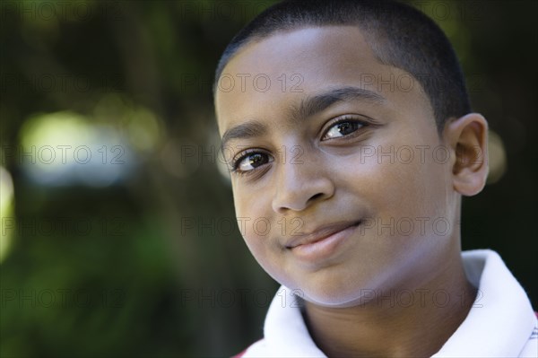 Smiling mixed race boy