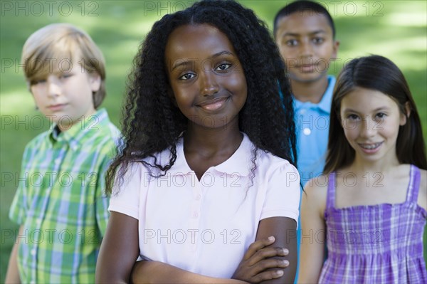 Smiling children outdoors