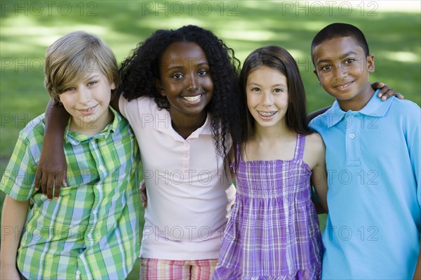 Happy children hugging