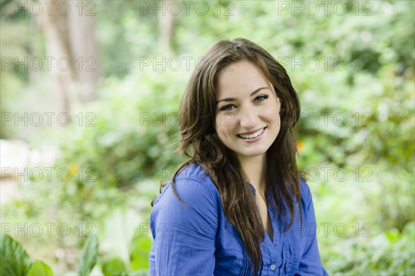 Caucasian woman smiling outdoors