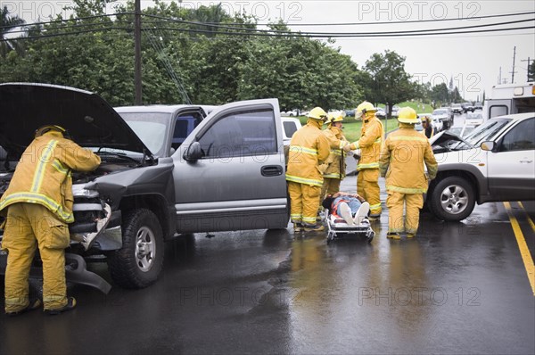 Firefighters at accident scene