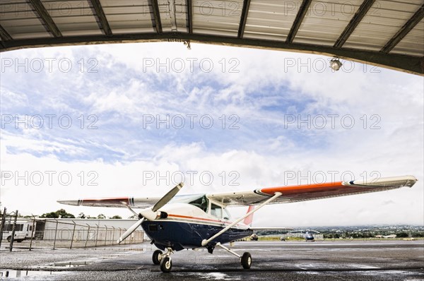 Small plane in hangar