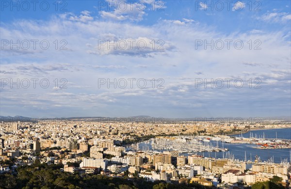 Crowded city with boats in marina