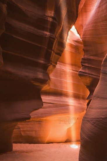 Light streaming through rock formations