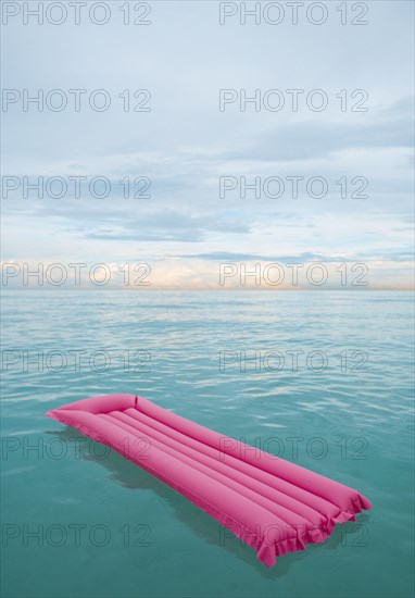 Inflatable raft floating in tropical water