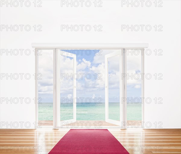 French doors opening onto beach