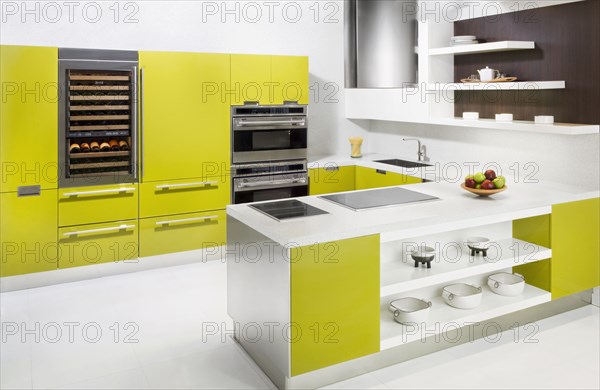 Countertops and oven in modern kitchen