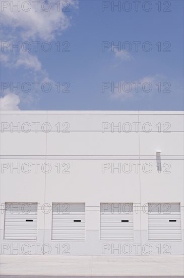 Loading docks under blue sky