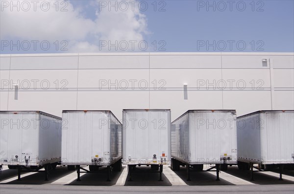 Cargo containers at loading docks