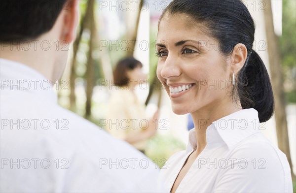 Smiling business people outdoors