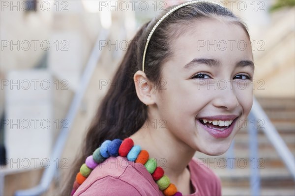 Smiling mixed race girl