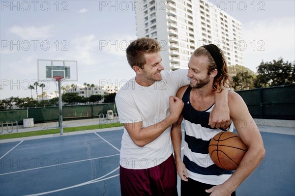 Caucasian man on basketball court