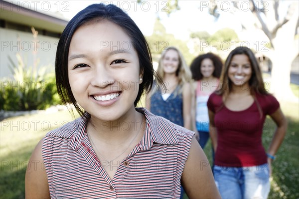 Smiling school friends