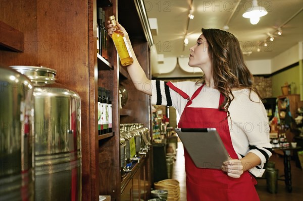 Woman working in grocery store