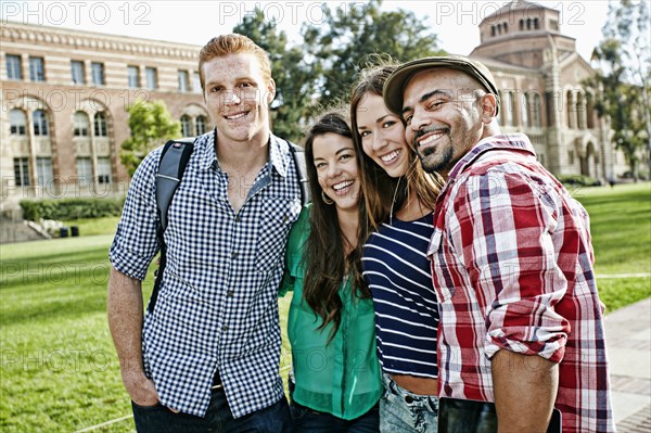 Students smiling together on campus