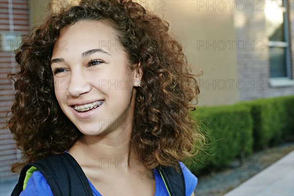 Mixed race girl smiling