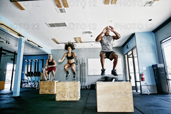 People working out in gym