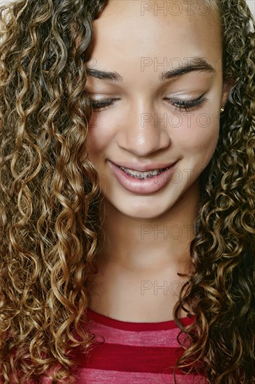 Mixed race girl smiling