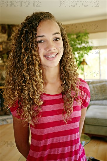 Mixed race girl smiling