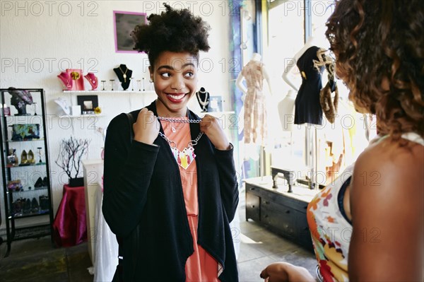 Women shopping together in store