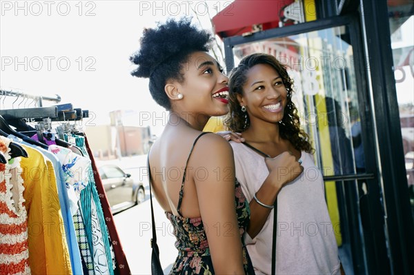 Women shopping on city street