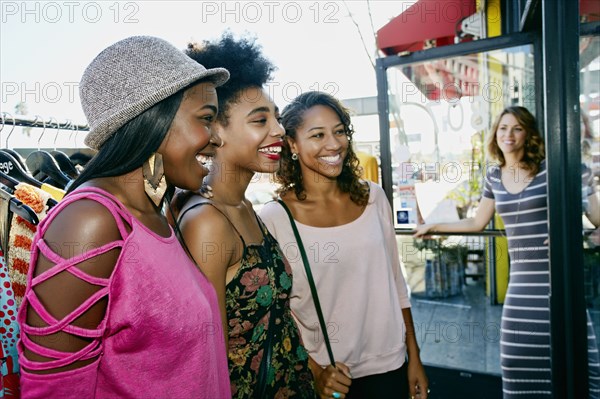 Women shopping on city street