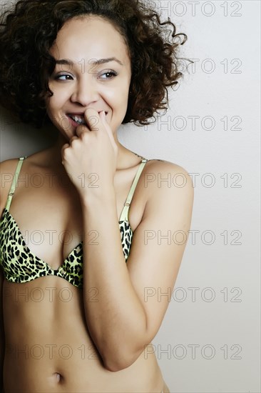 Mixed race woman smiling