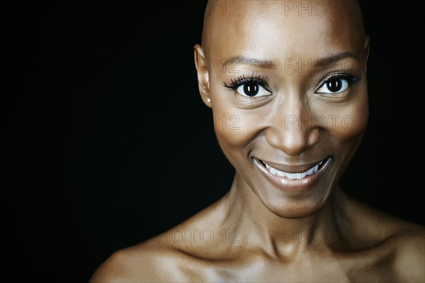 Close up of smiling face of African American woman