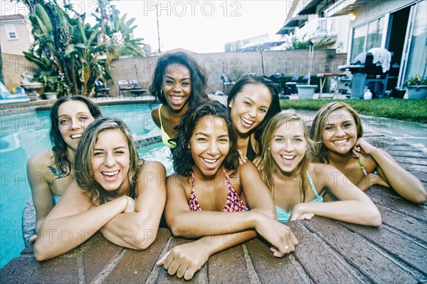 Women relaxing in hot tub