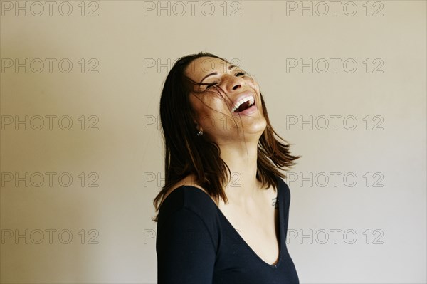 Close up of laughing mixed race woman