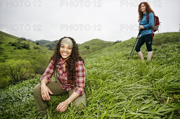 Portrait of smiling women hiking