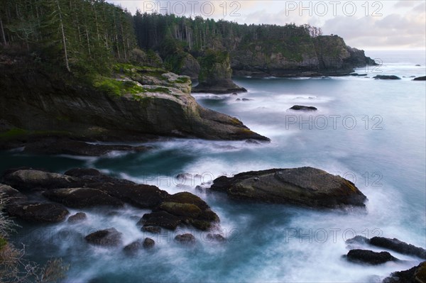 Ocean and rocky shore of remote area