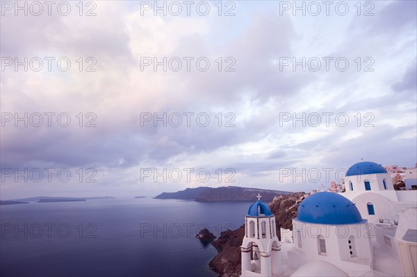 Orthodox Greek church overlooking ocean