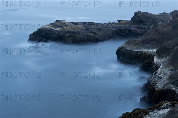 Aerial view of foggy coastline