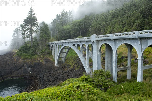 Bridge stretching over rocky valley