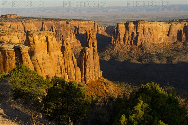 Rock formations in desert valley