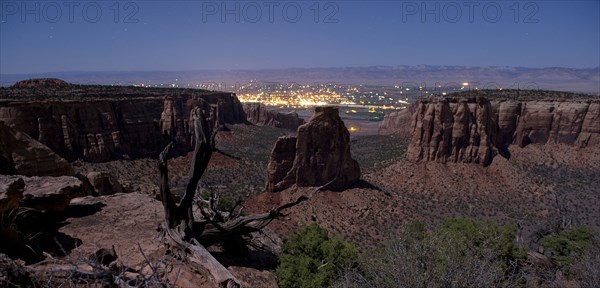 Rock formations in desert valley