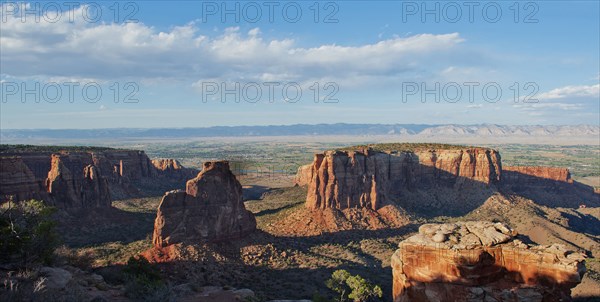 Rock formations in desert valley