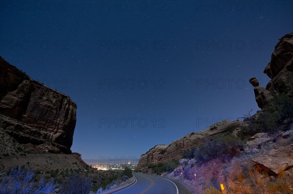 Rock formations in desert valley